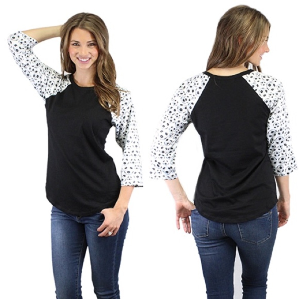 Soccer ⚽️ Raglan T-Shirt Top 3/4 Length Sleeves